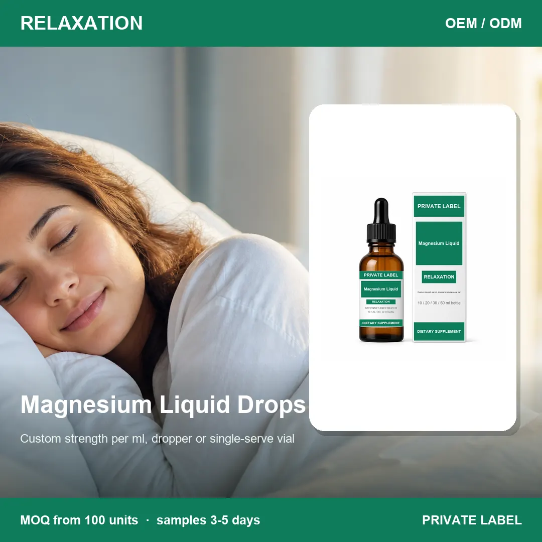 Magnesium Liquid Drops — private-label supplement, lifestyle scene