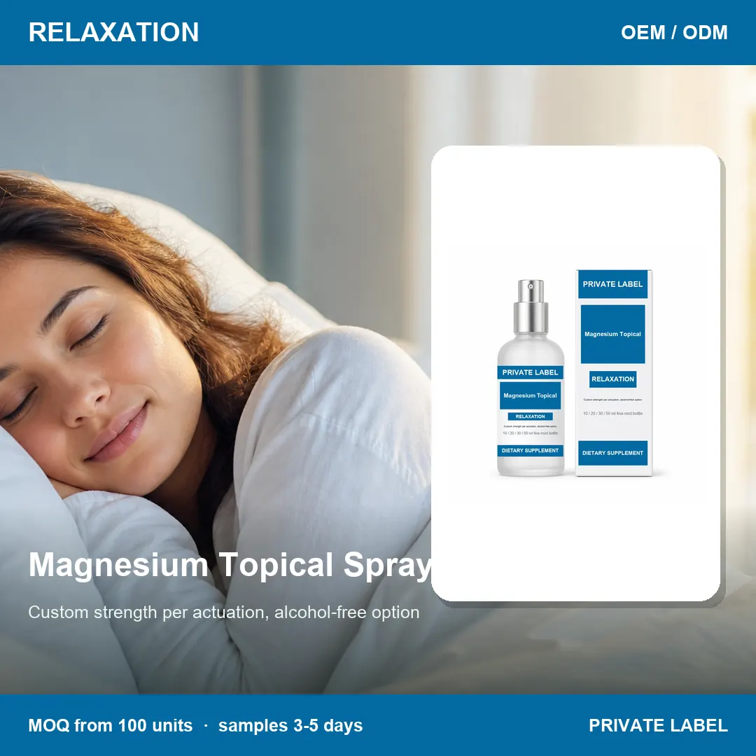Magnesium Topical Spray — private-label supplement, lifestyle scene