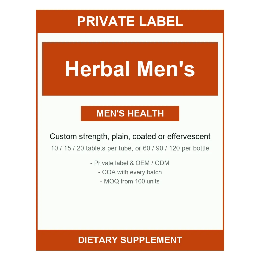 Herbal Men's Wellness Tablets — label design detail