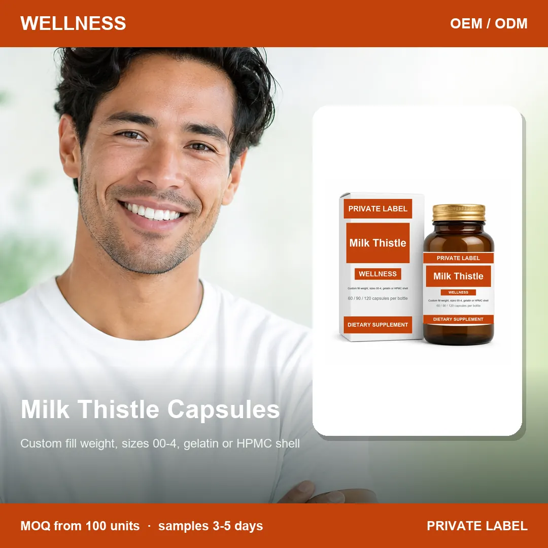 Milk Thistle Capsules — private-label supplement, lifestyle scene