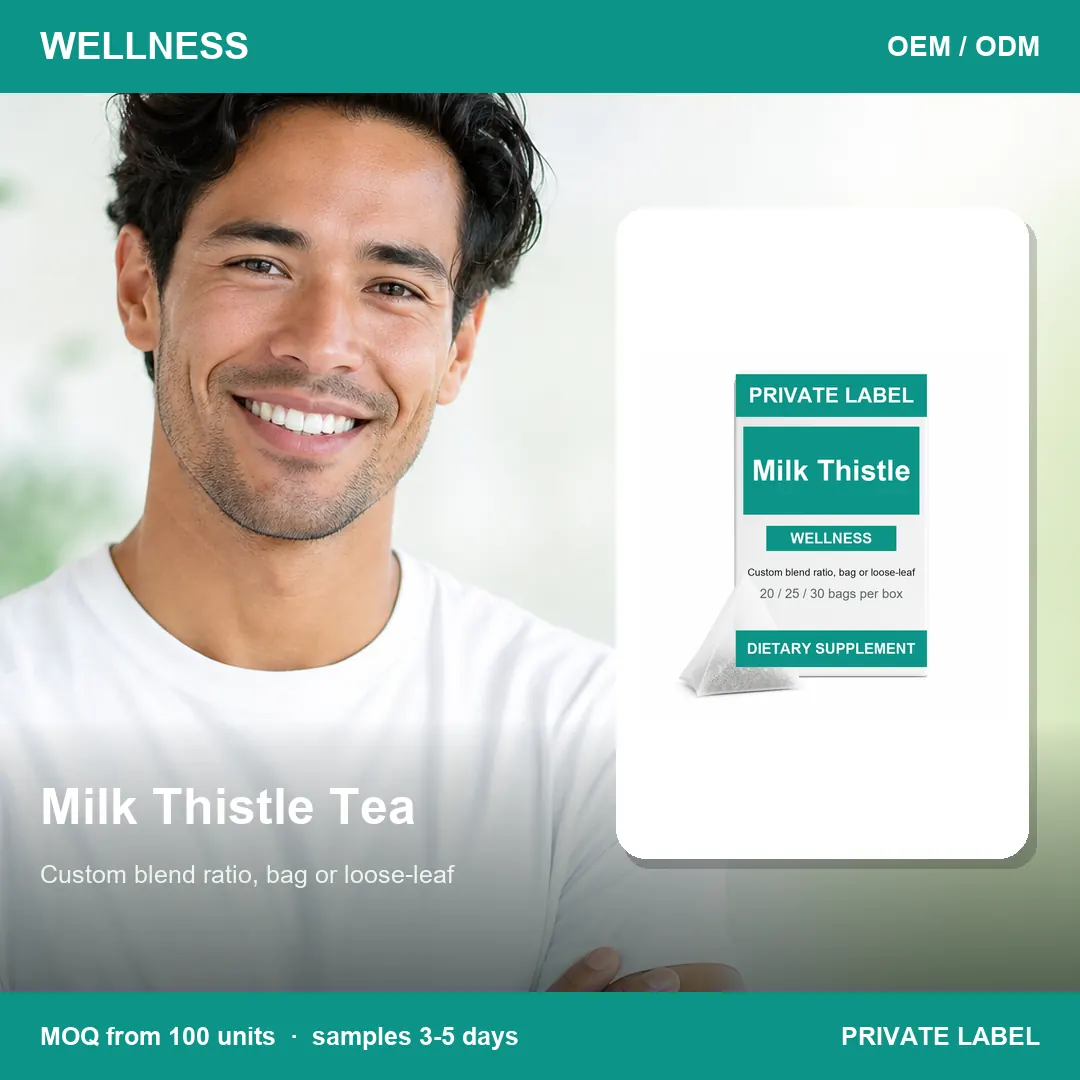 Milk Thistle Tea — private-label supplement, lifestyle scene