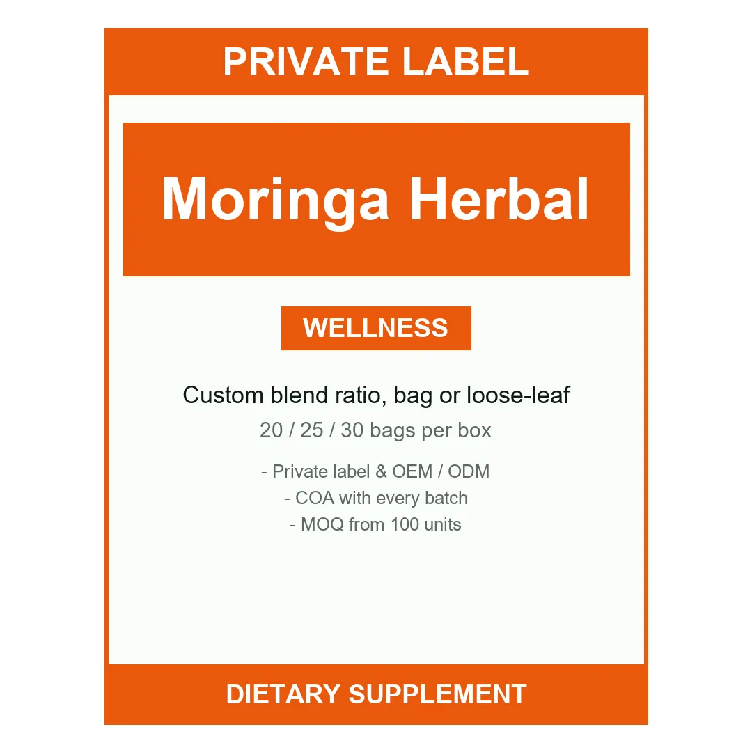 Moringa Herbal Tea Blend — label design detail