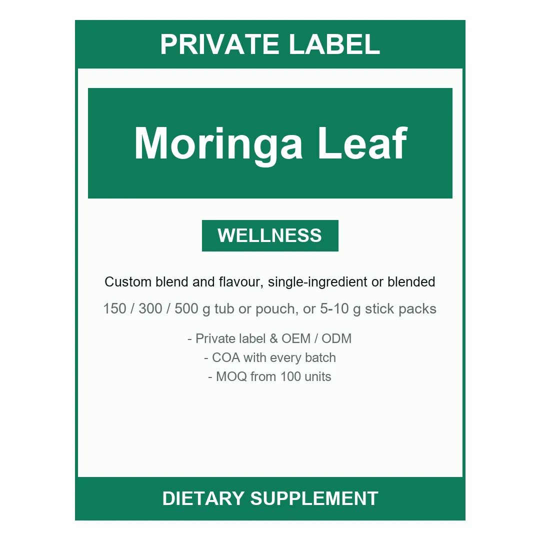 Moringa Leaf Powder — label design detail