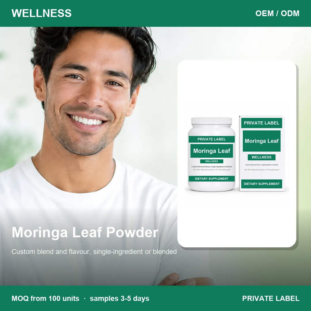Moringa Leaf Powder — private-label supplement, lifestyle scene