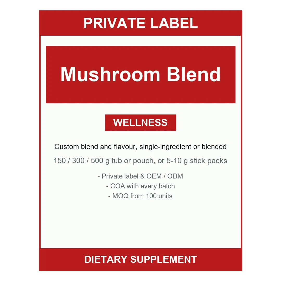 Mushroom Blend Powder — label design detail