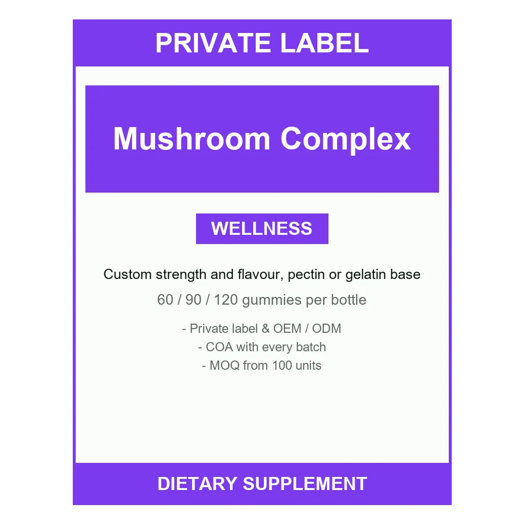 Mushroom Complex Gummies — label design detail