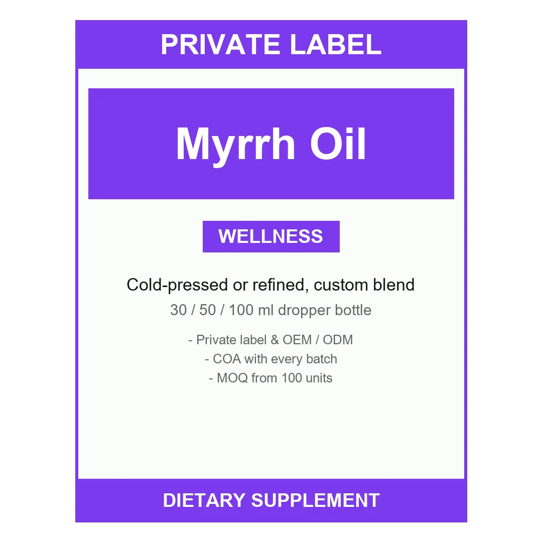 Myrrh Oil — label design detail