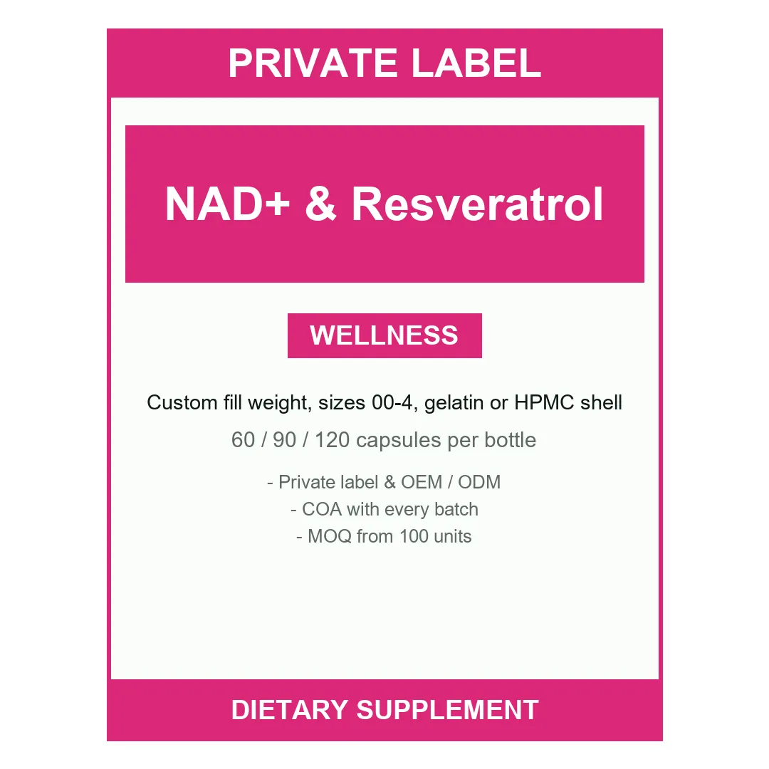 NAD+ & Resveratrol Capsules — label design detail