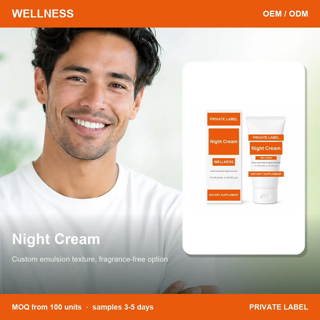 Night Cream — private-label supplement, lifestyle scene