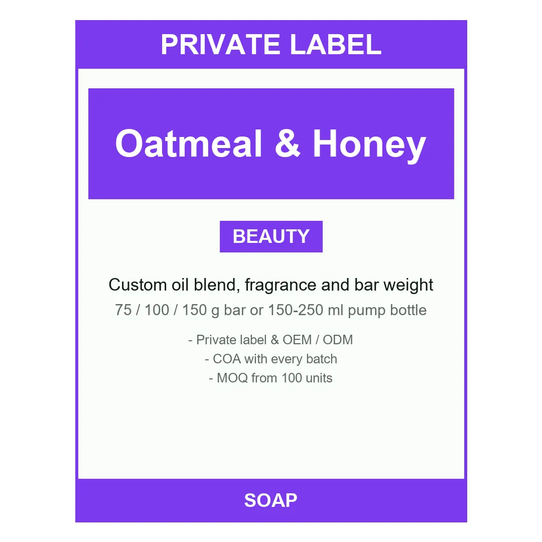Oatmeal & Honey Soap — label design detail