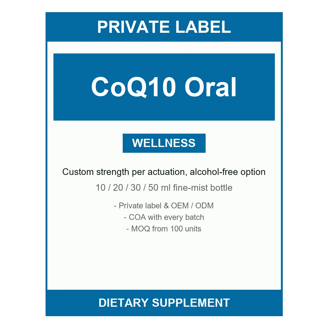 CoQ10 Oral Spray — label design detail