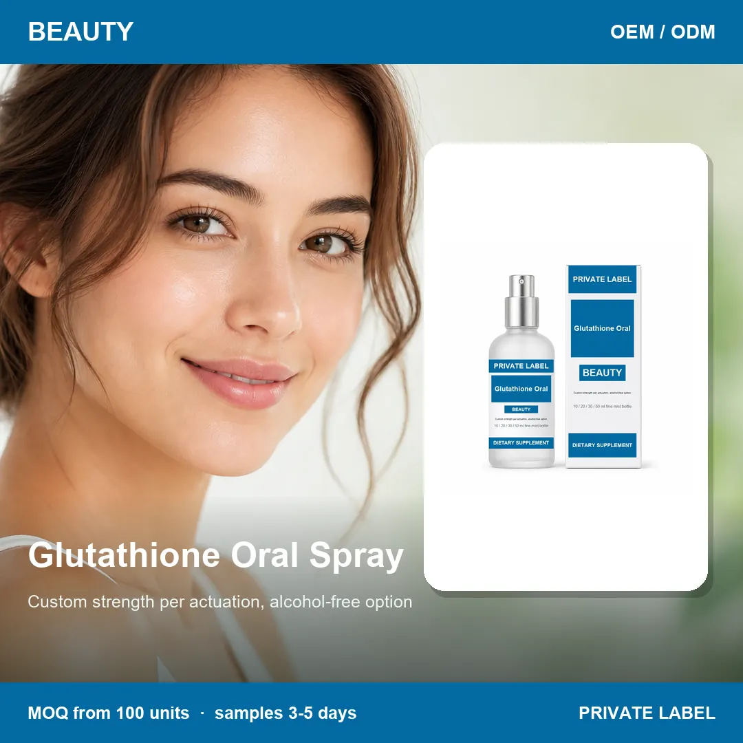 Glutathione Oral Spray — private-label supplement, lifestyle scene
