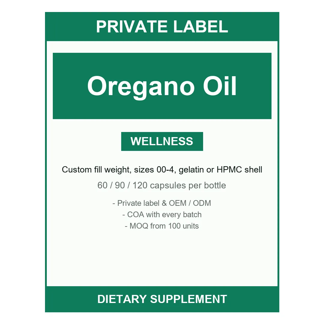 Oregano Oil & Black Seed Oil Capsules — label design detail