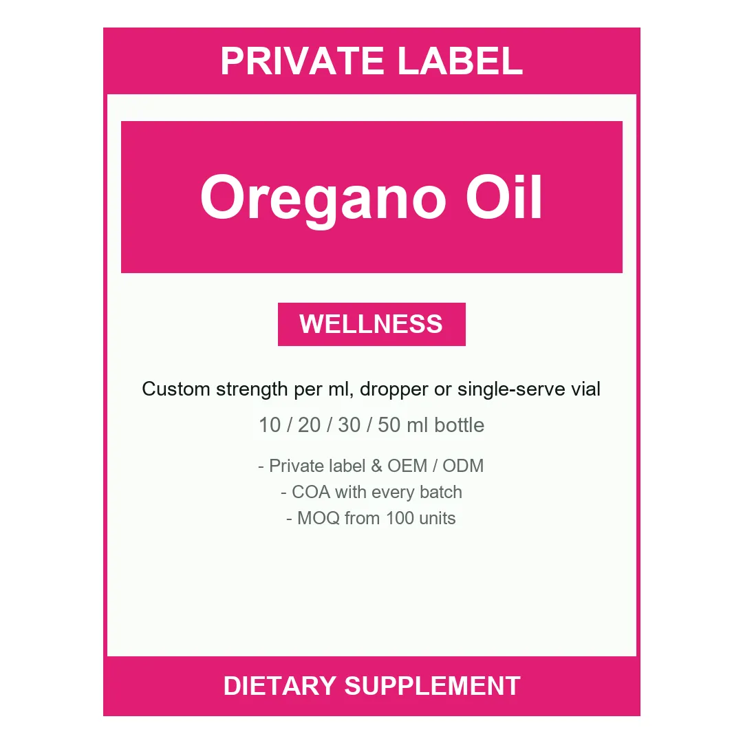 Oregano Oil Liquid Drops — label design detail