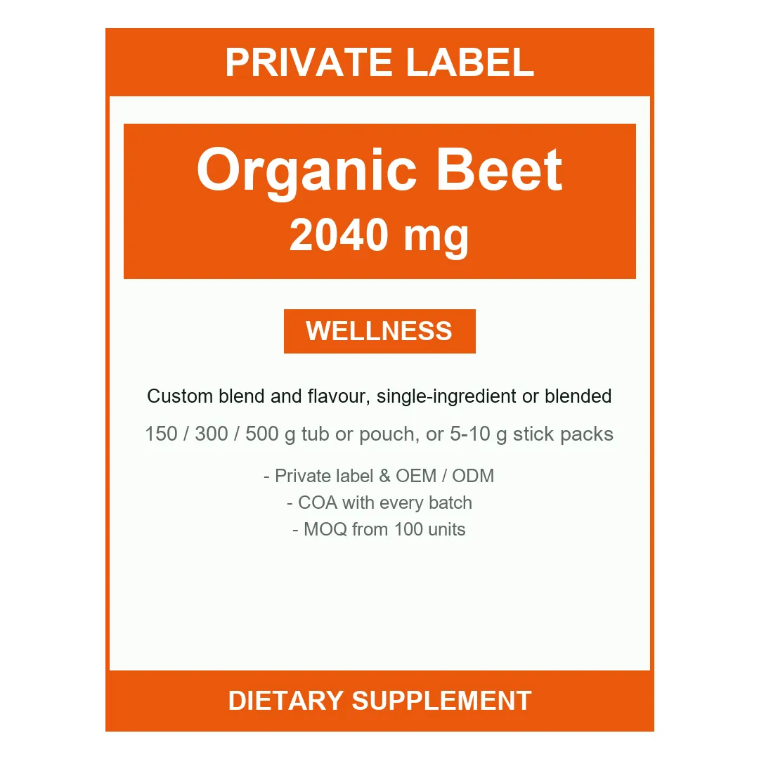 Organic Beet Root Powder 2040 mg — label design detail