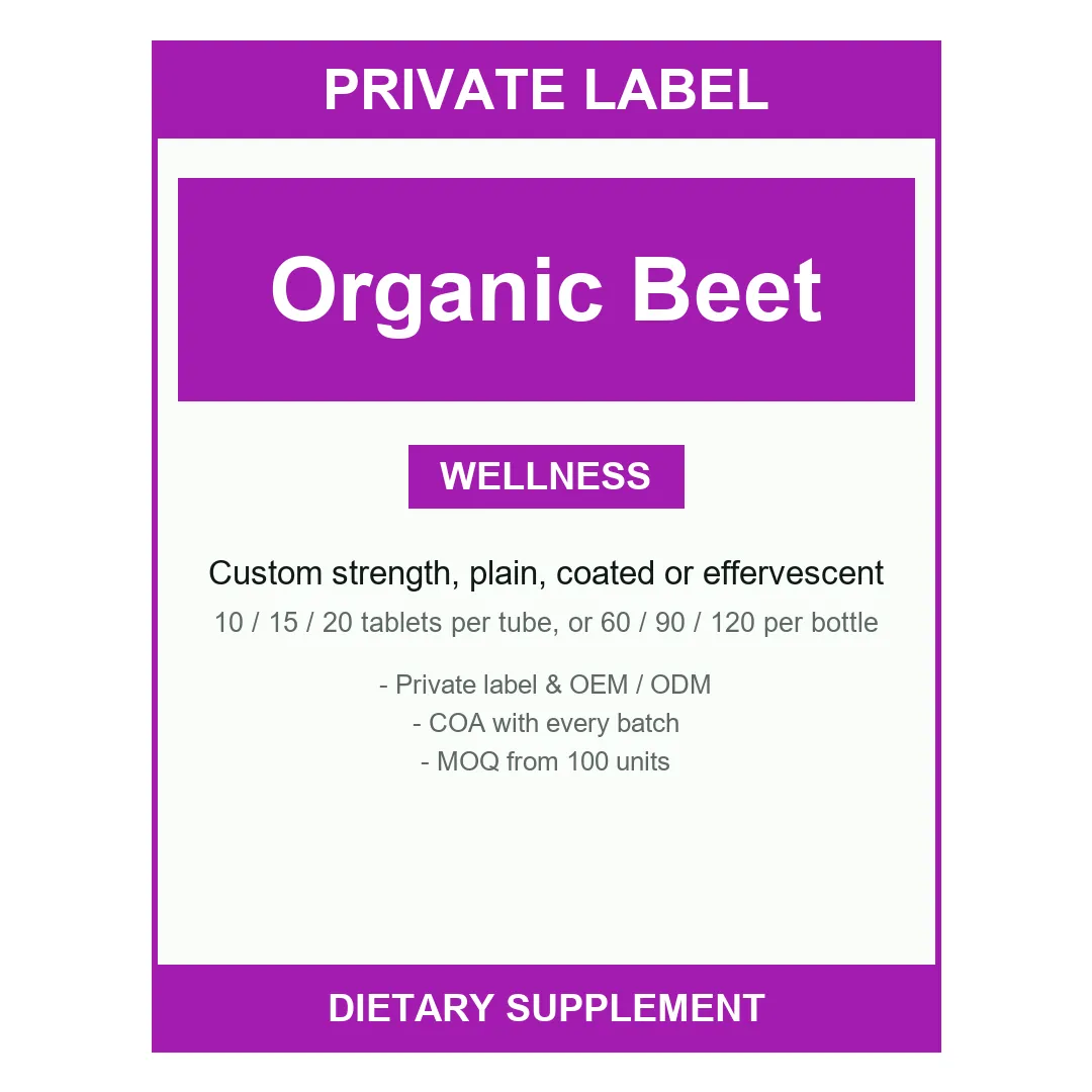 Organic Beet Root Tablets — label design detail