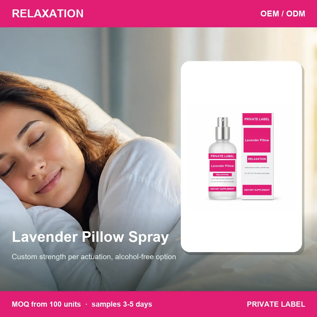 Lavender Pillow Spray — private-label supplement, lifestyle scene
