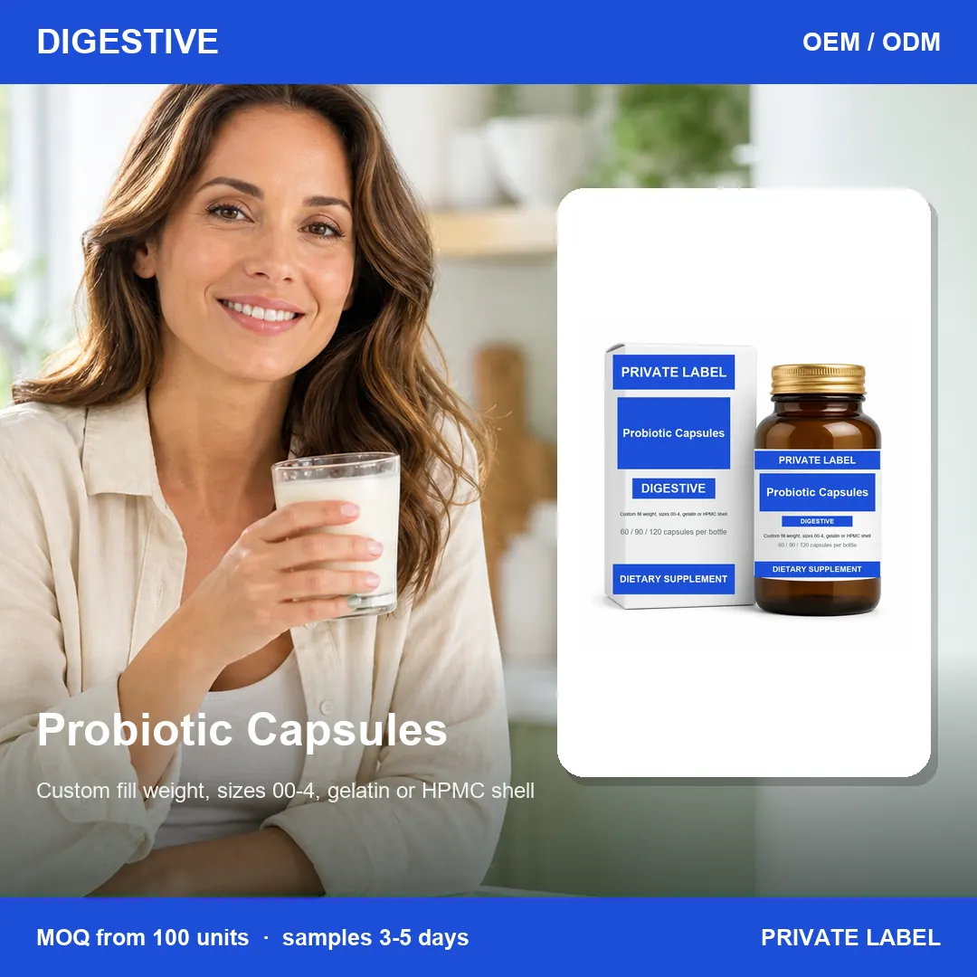Probiotic Capsules — private-label supplement, lifestyle scene