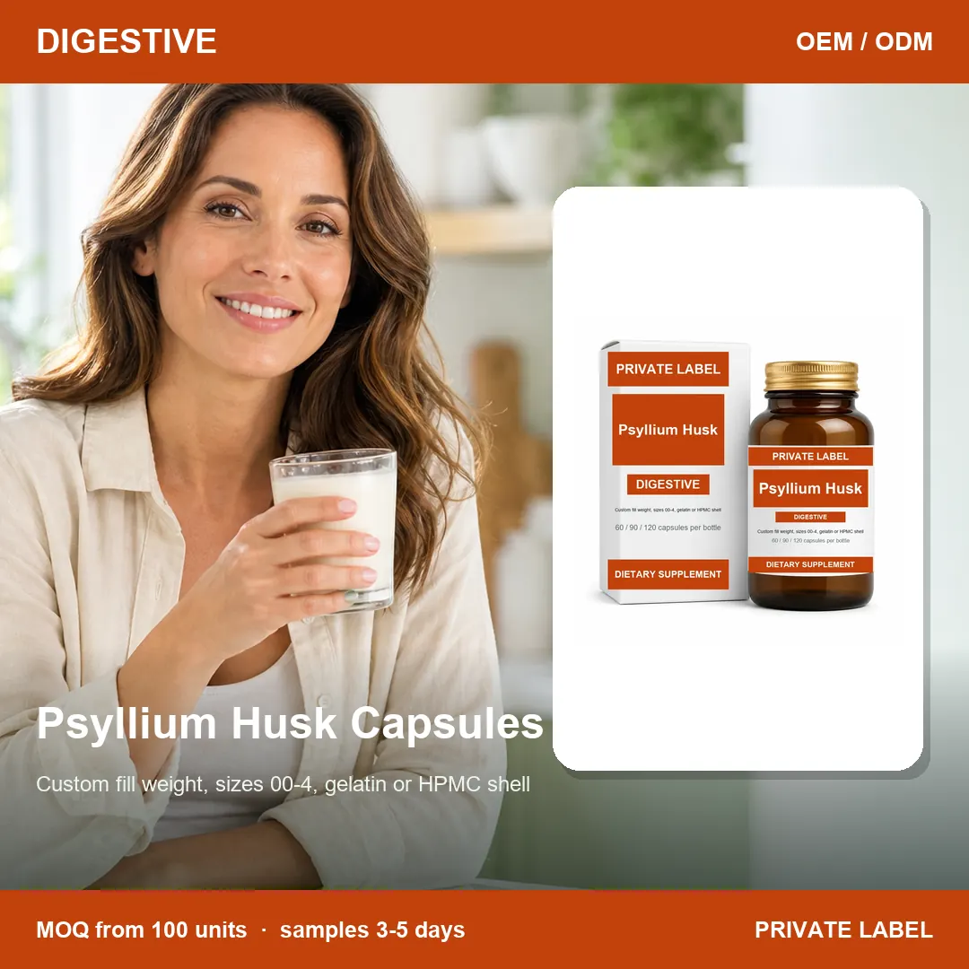 Psyllium Husk Capsules — private-label supplement, lifestyle scene