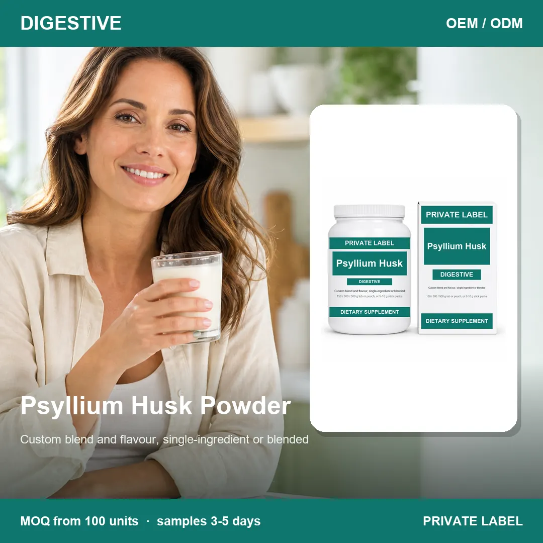 Psyllium Husk Powder — private-label supplement, lifestyle scene