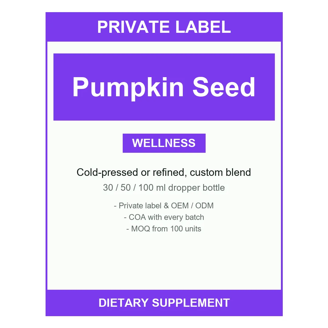 Pumpkin Seed Oil Dropper Bottle — label design detail