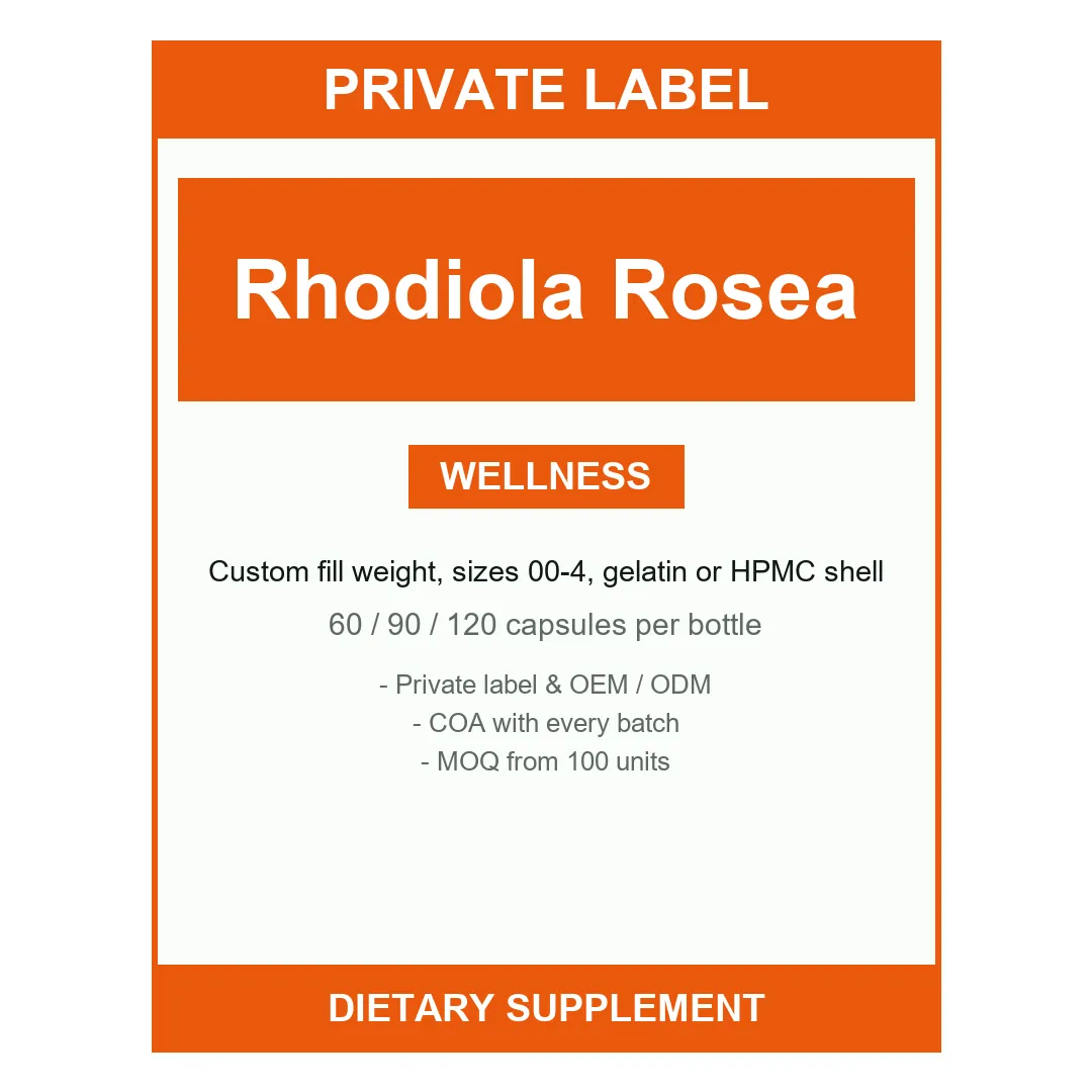 Rhodiola Rosea Capsules — label design detail