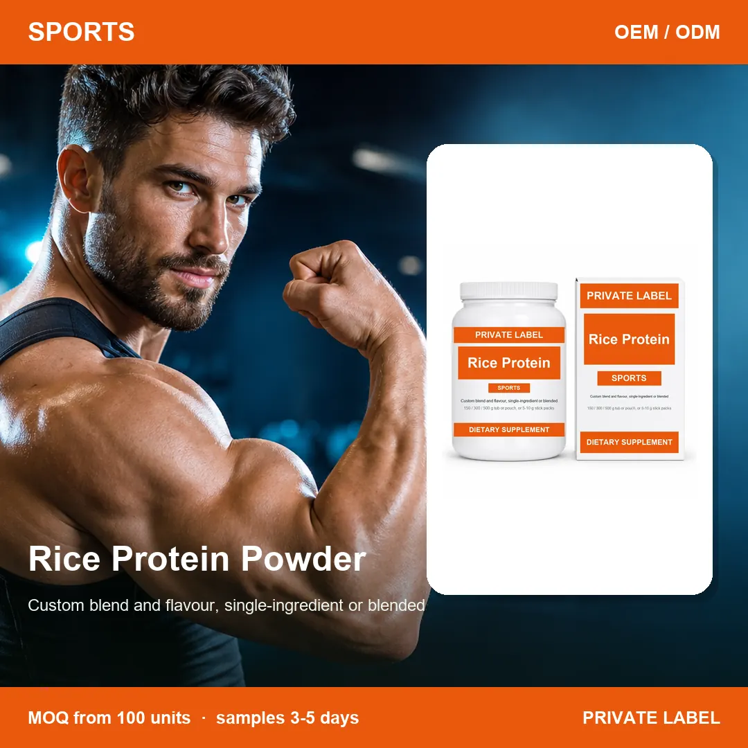 Rice Protein Powder — private-label supplement, lifestyle scene