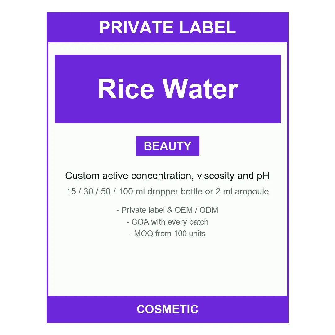 Rice Water Serum — label design detail