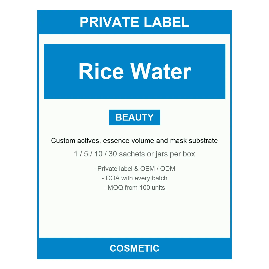 Rice Water Sheet Mask — label design detail