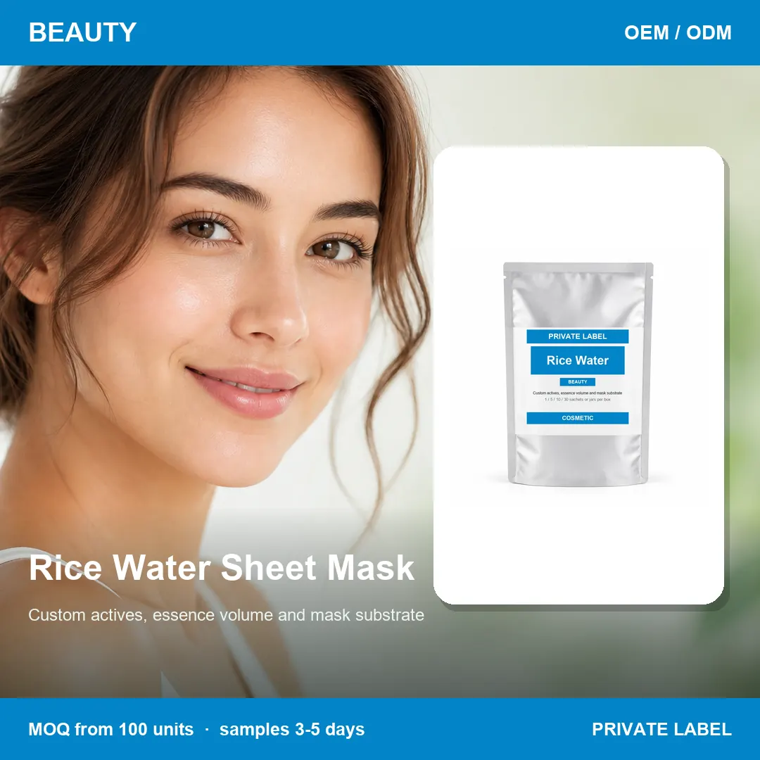Rice Water Sheet Mask — private-label supplement, lifestyle scene