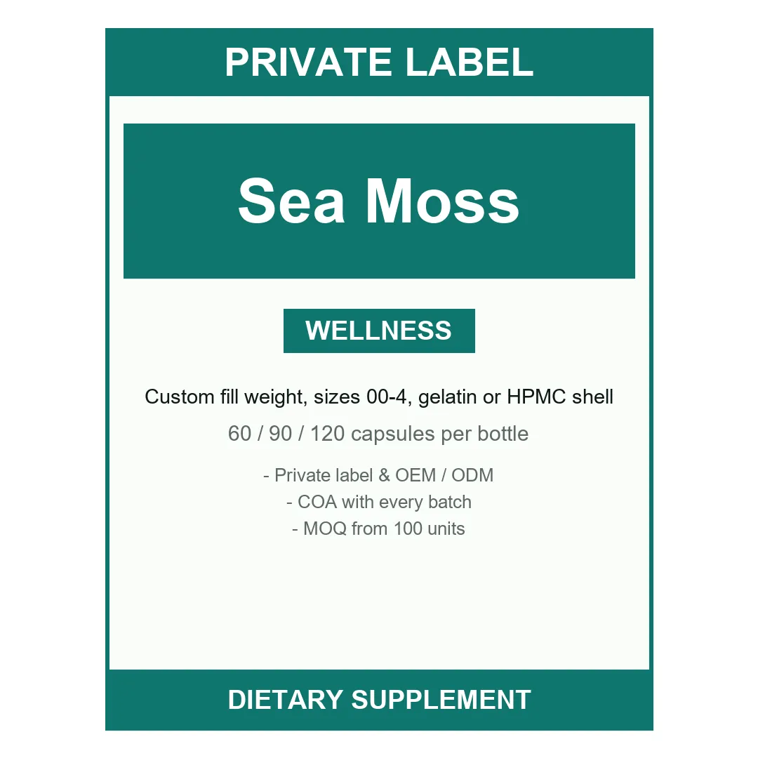 Sea Moss Capsules — label design detail