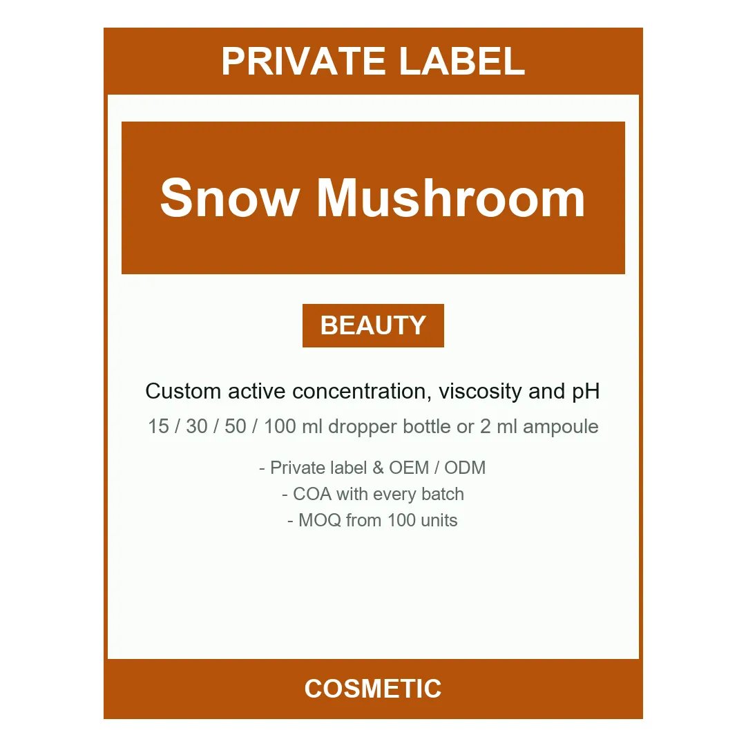 Snow Mushroom Serum — label design detail