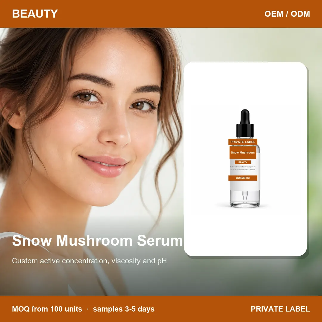 Snow Mushroom Serum — private-label supplement, lifestyle scene