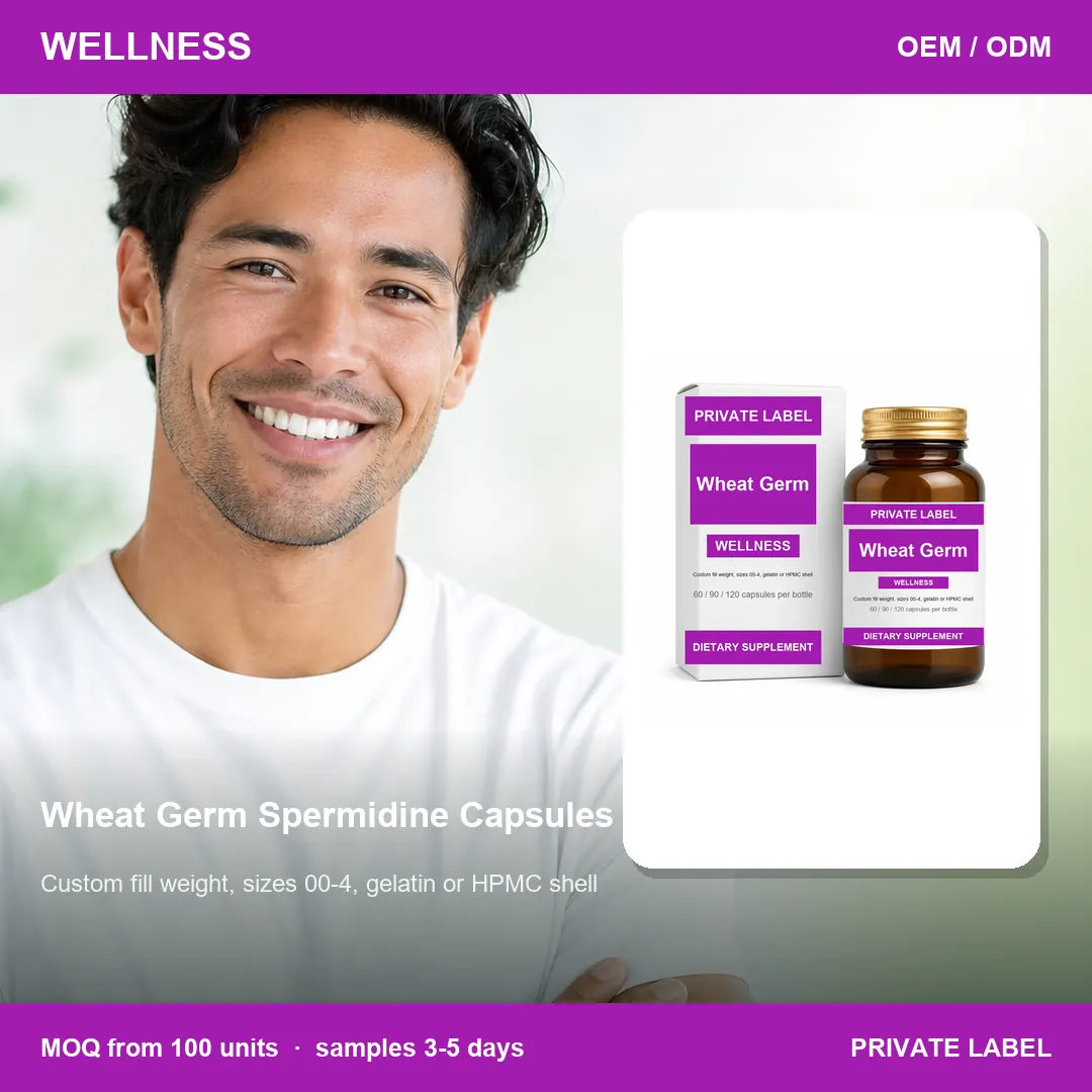 Wheat Germ Spermidine Capsules — private-label supplement, lifestyle scene