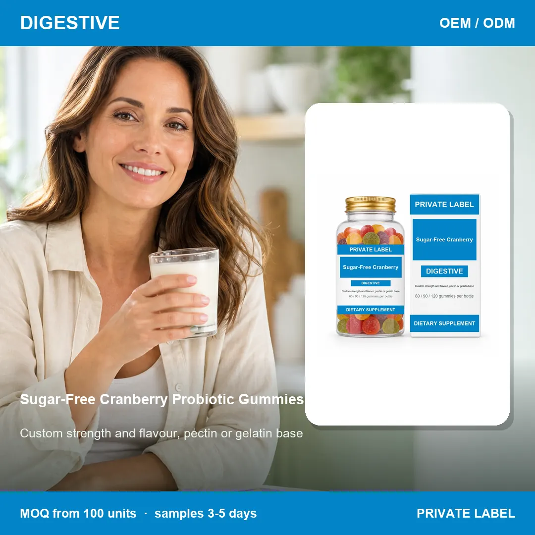 Sugar-Free Cranberry Probiotic Gummies — private-label supplement, lifestyle scene