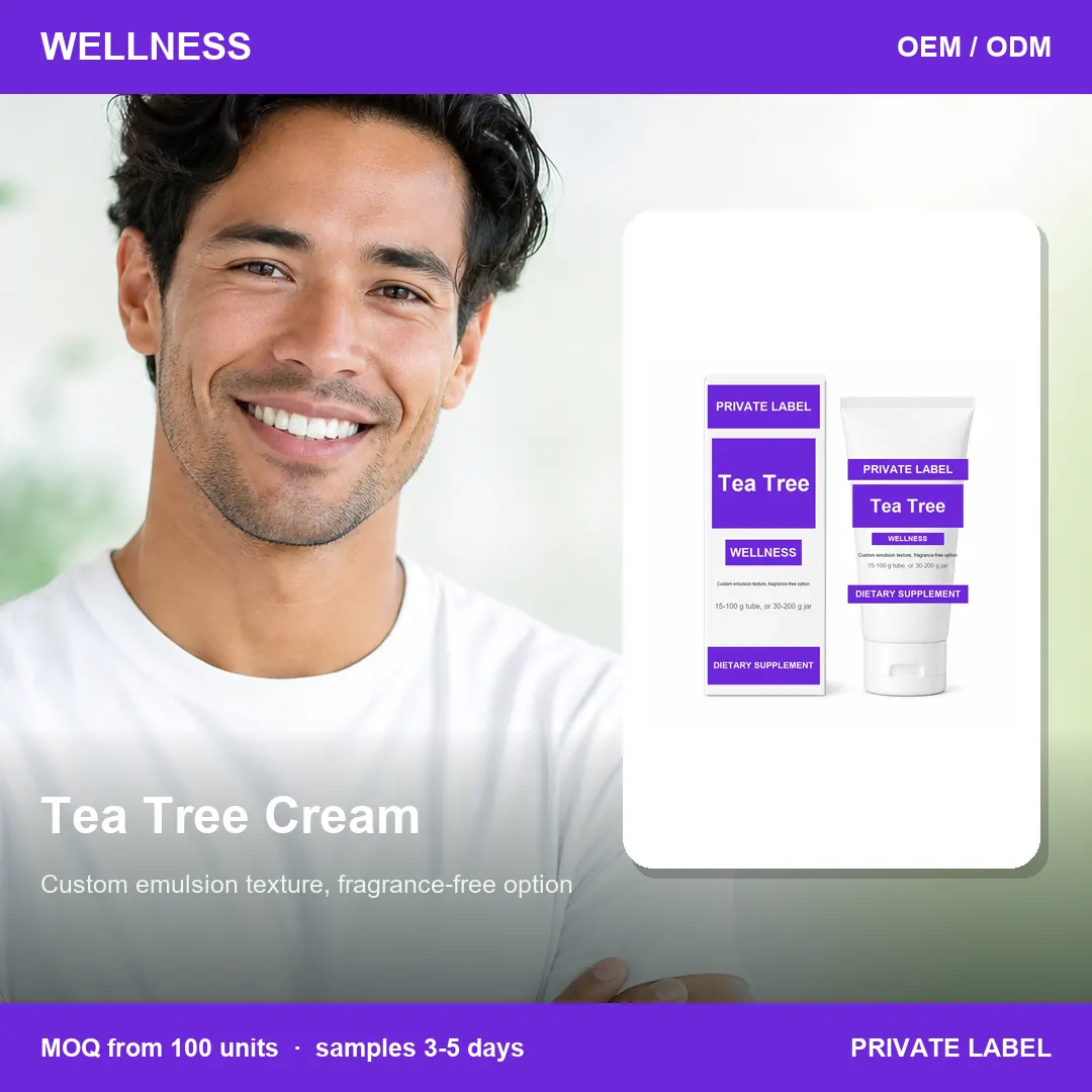 Tea Tree Cream — private-label supplement, lifestyle scene