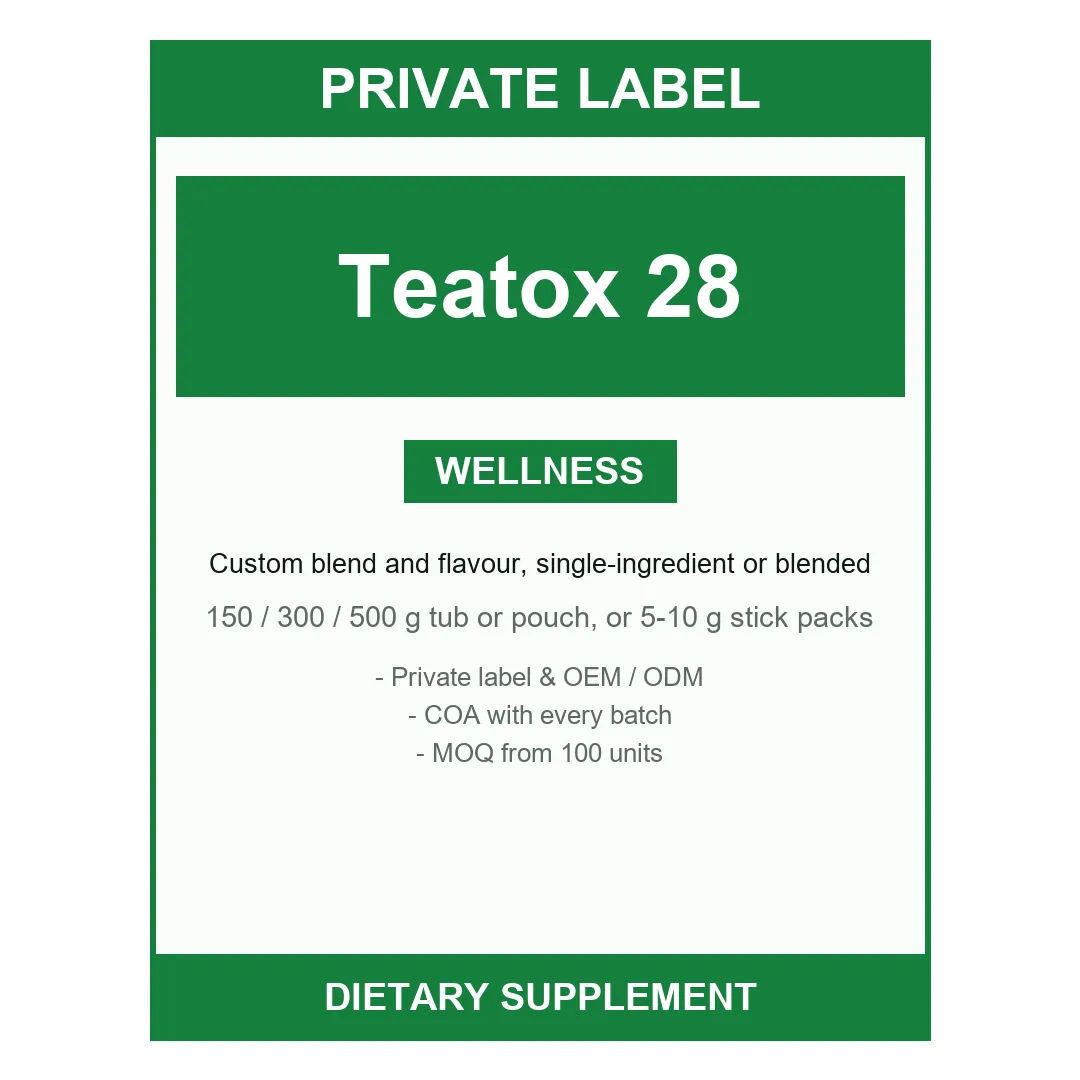 Teatox 28 Day Blend — label design detail