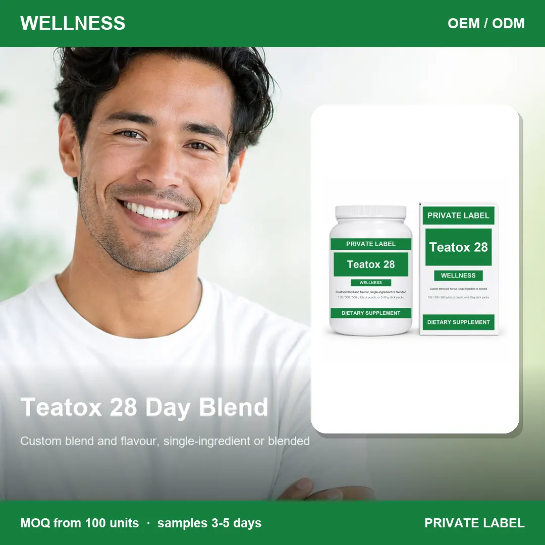 Teatox 28 Day Blend — private-label supplement, lifestyle scene