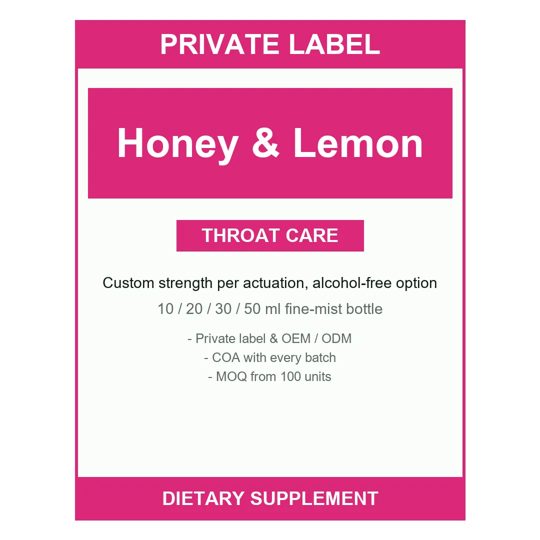 Honey & Lemon Throat Spray — label design detail