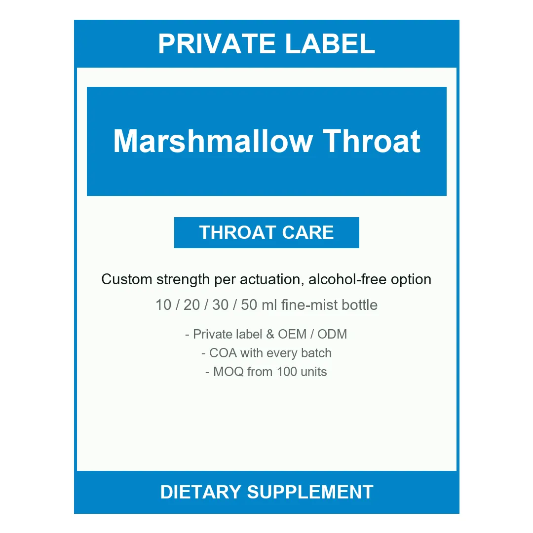 Marshmallow Throat Spray — label design detail
