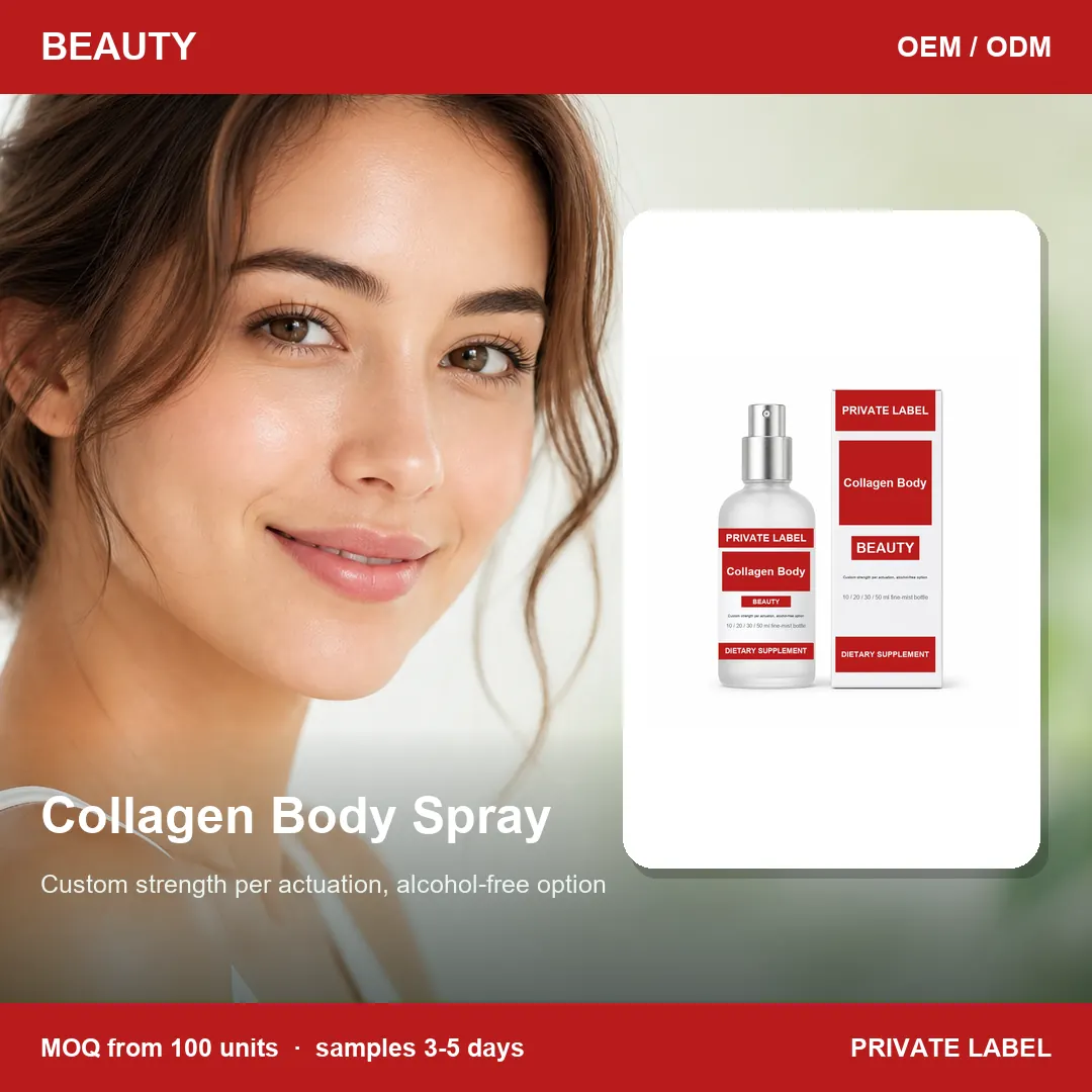Collagen Body Spray — private-label supplement, lifestyle scene