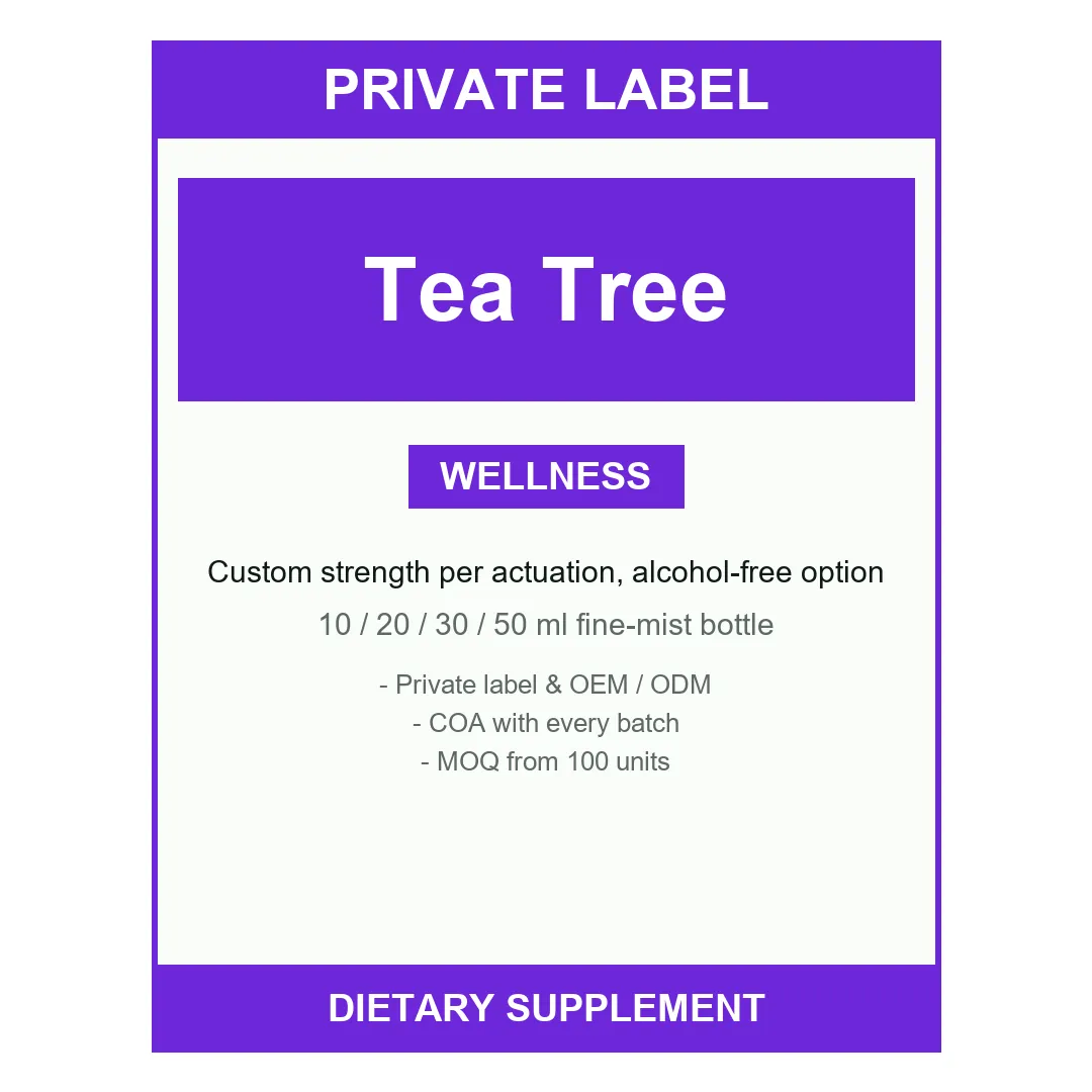 Tea Tree Topical Spray — label design detail