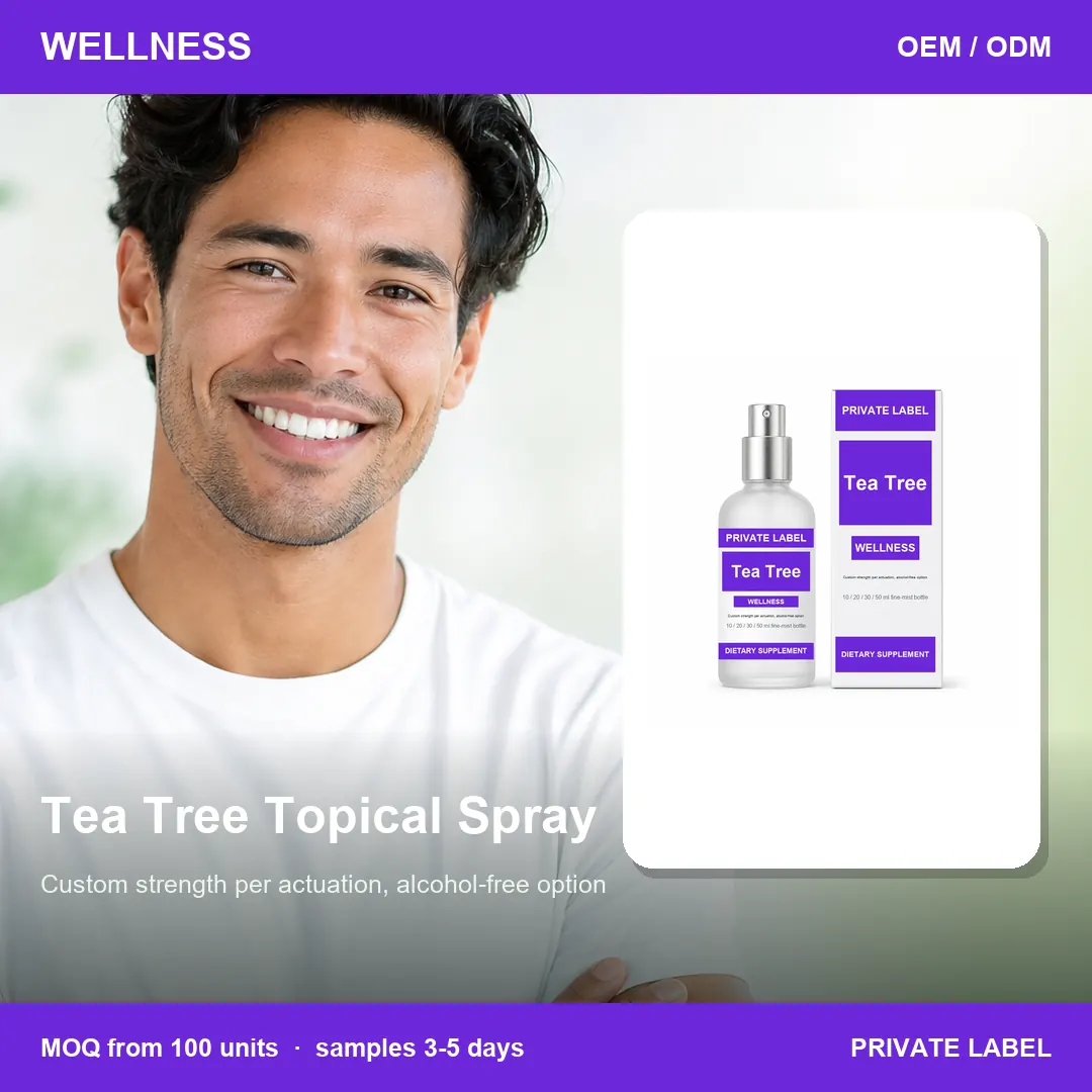 Tea Tree Topical Spray — private-label supplement, lifestyle scene