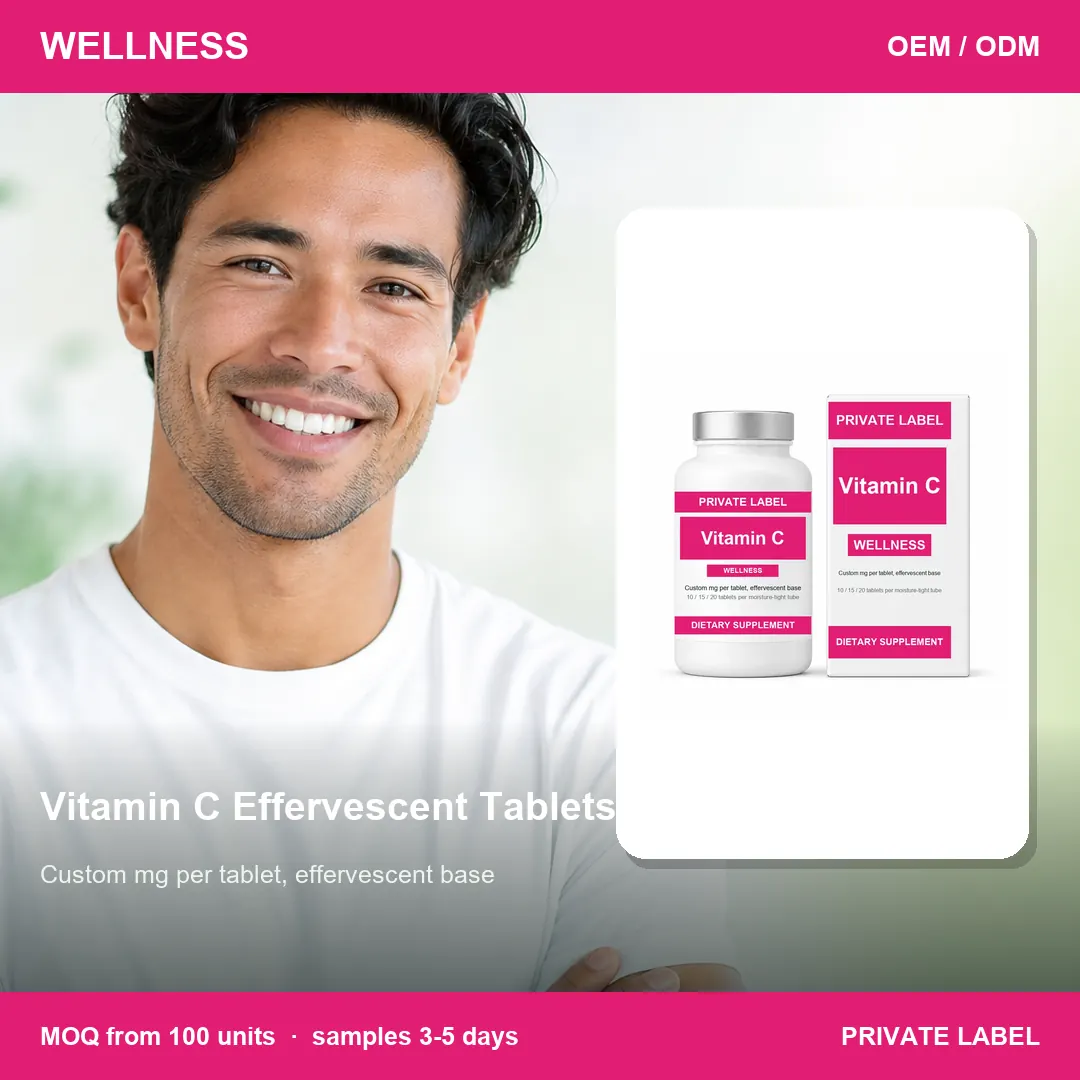 Vitamin C Effervescent Tablets — private-label supplement, lifestyle scene