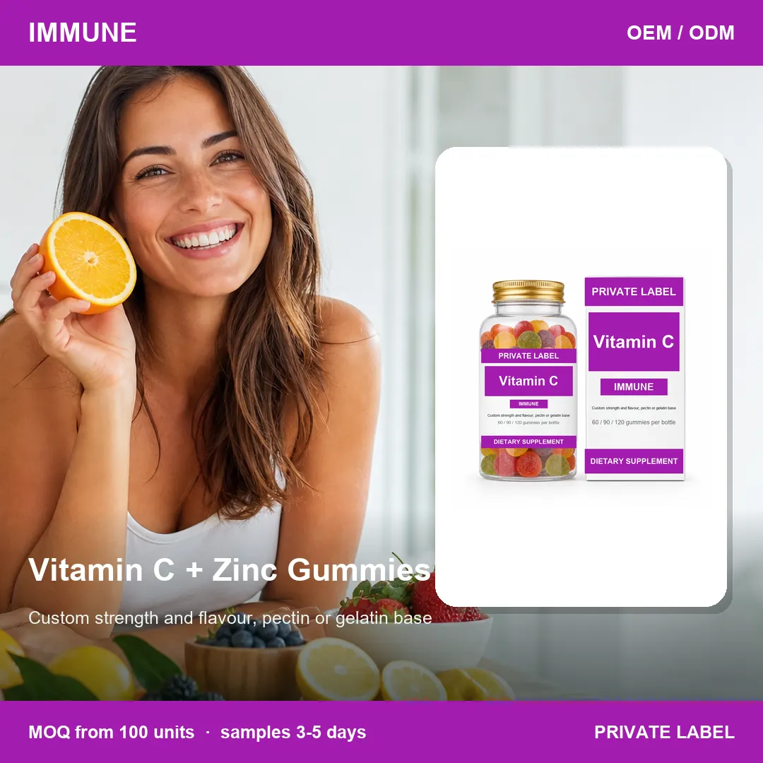 Vitamin C + Zinc Gummies — private-label supplement, lifestyle scene