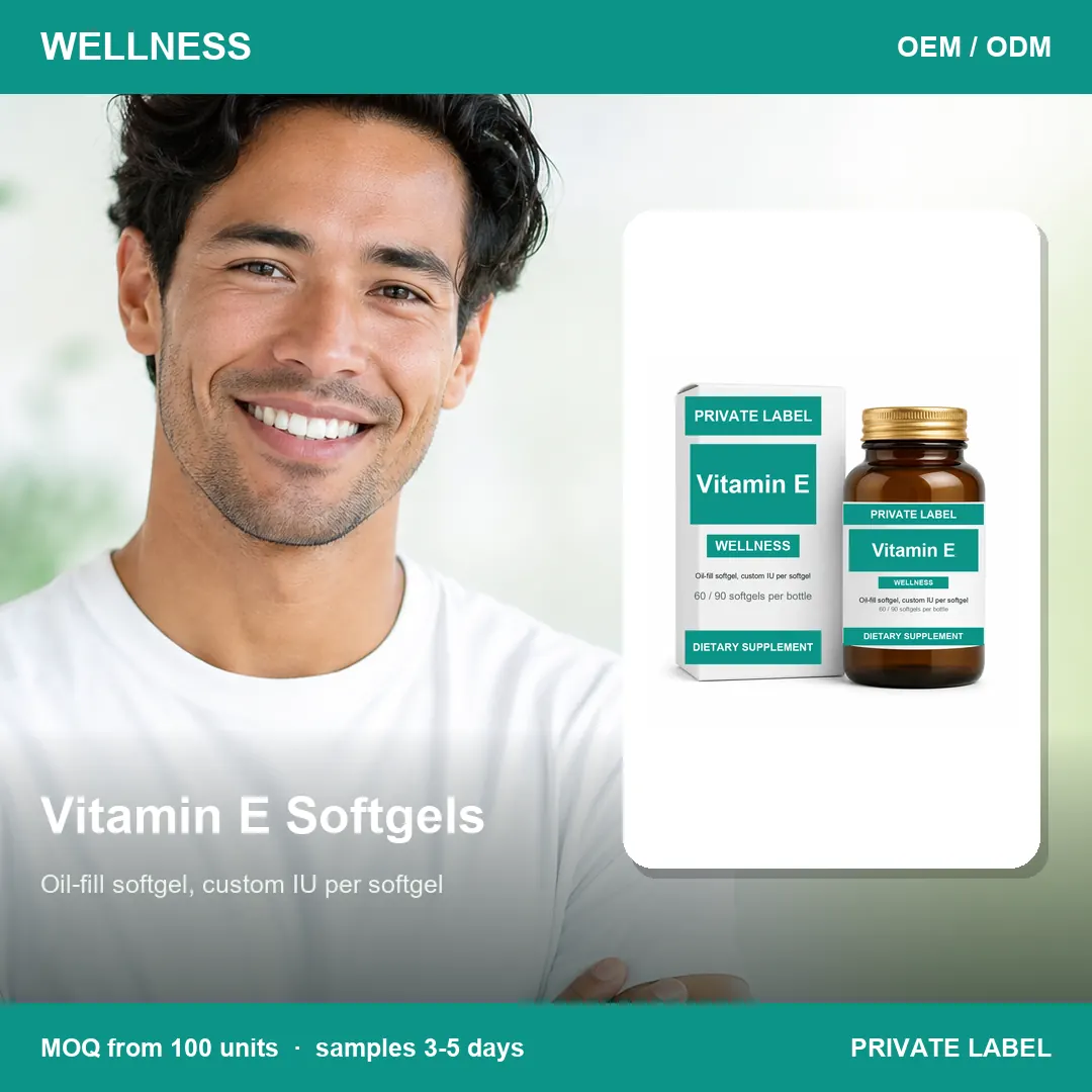 Vitamin E Softgels — private-label supplement, lifestyle scene