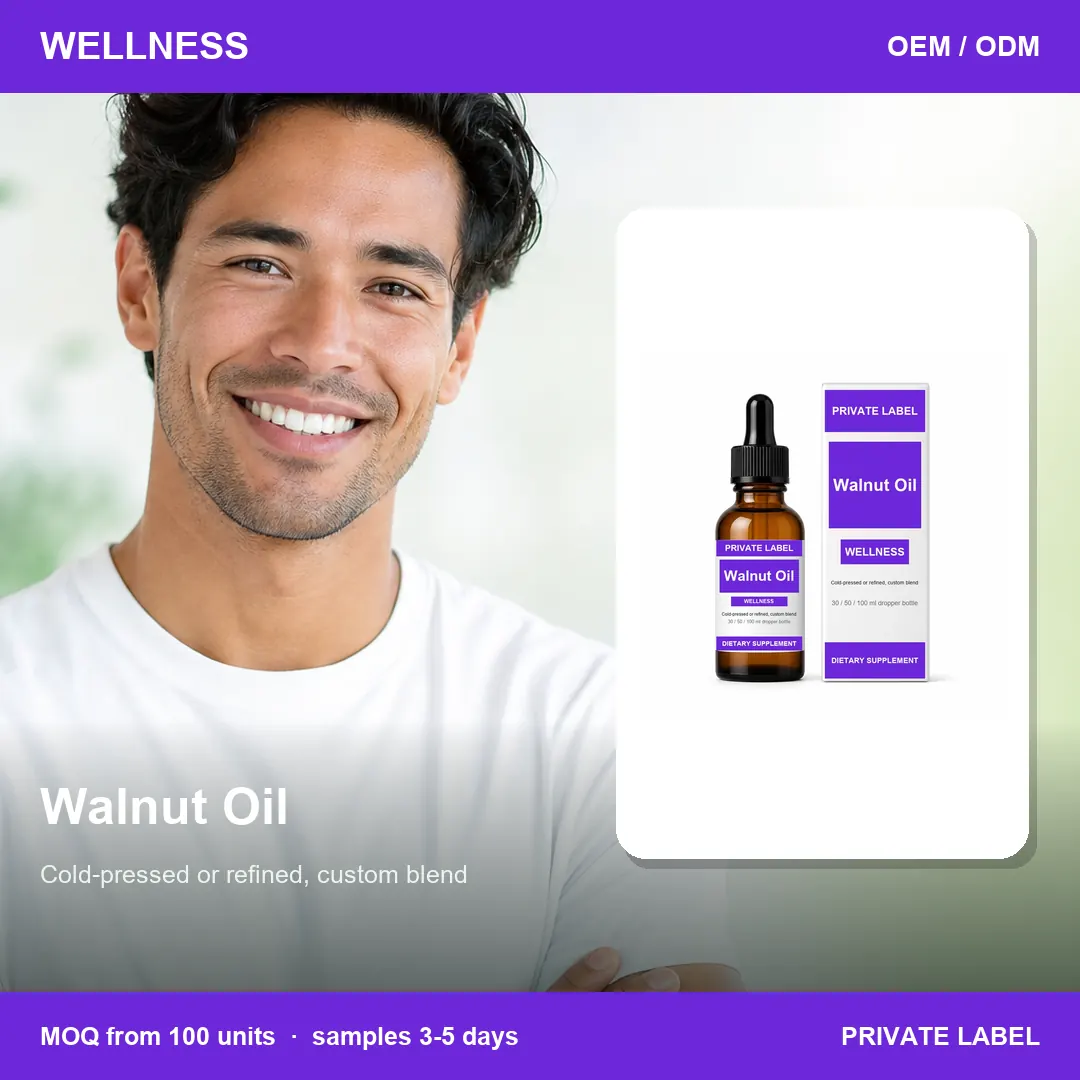 Walnut Oil — private-label supplement, lifestyle scene