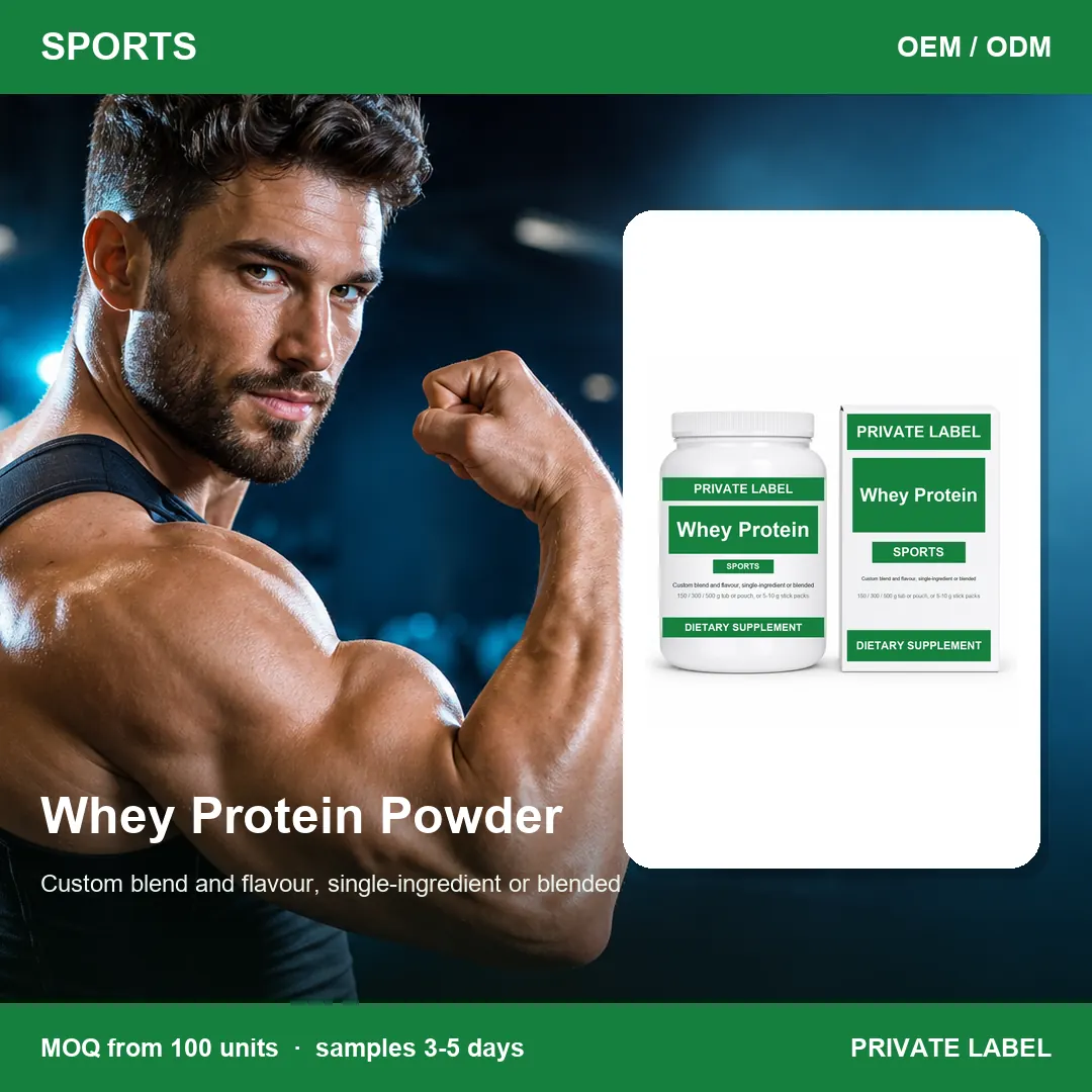 Whey Protein Powder — private-label supplement, lifestyle scene