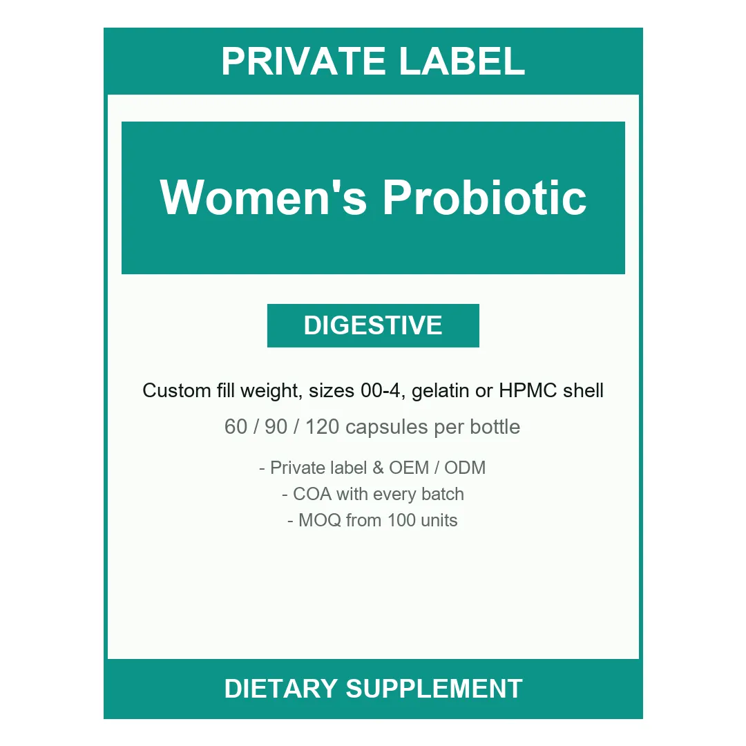 Women's Probiotic & Prebiotic Capsules — label design detail