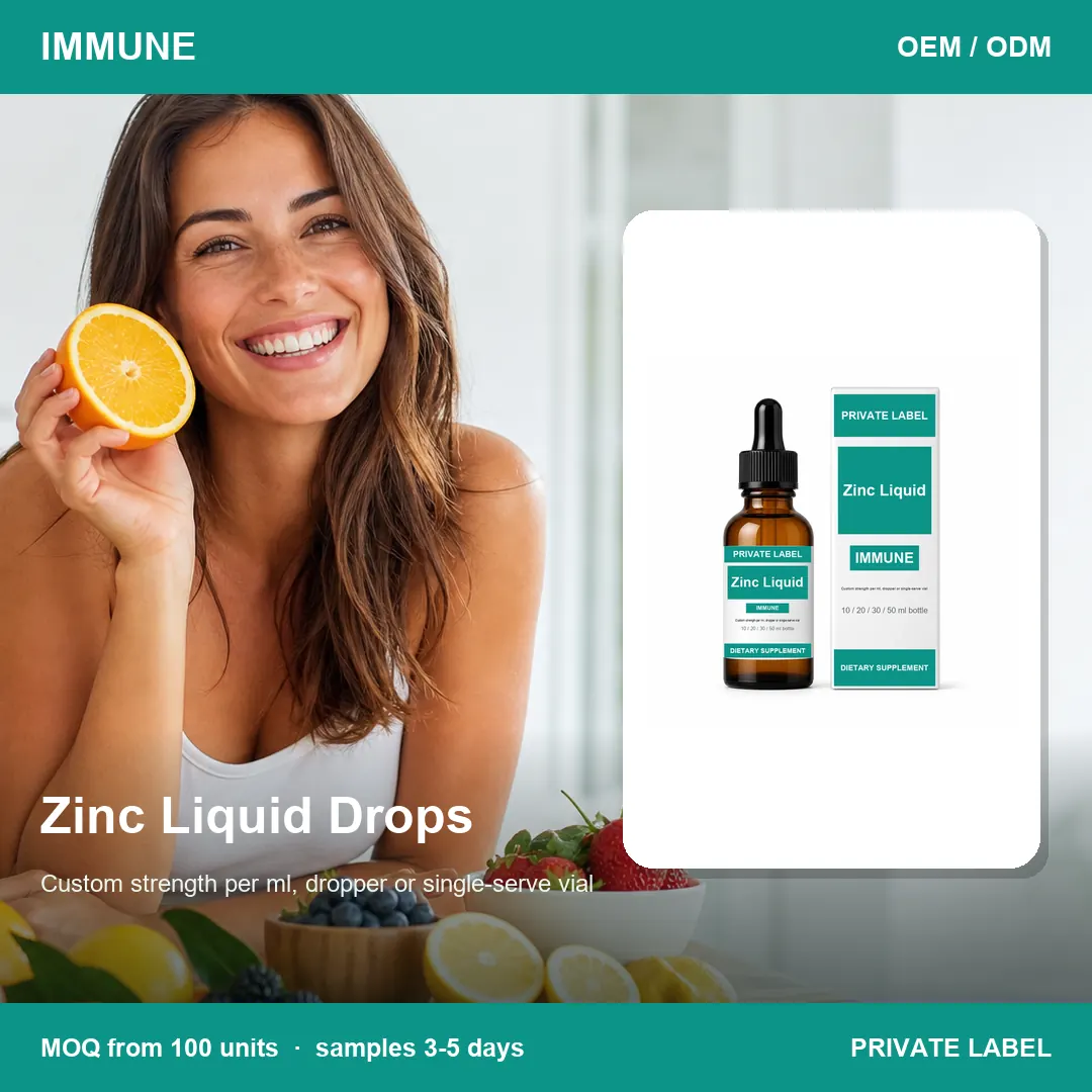 Zinc Liquid Drops — private-label supplement, lifestyle scene
